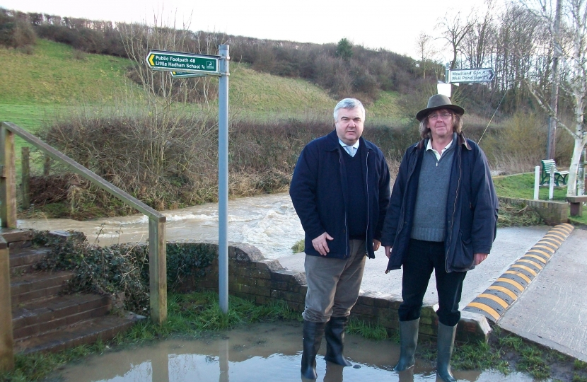 Oliver at Little Hadham to see flooded areas Feb 2014 