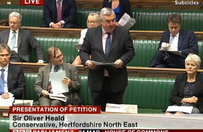 Sir Oliver presenting his EVEL petition