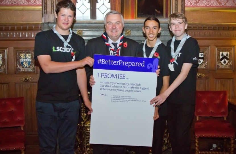 Sir Oliver pledging support for new Scout groups