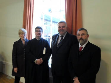 Photo shows from left: Mrs Jackie Embury, Church Treasurer and Elder; Revd Chris